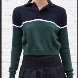 Brandy Melville Navy and Green colorblock sweater